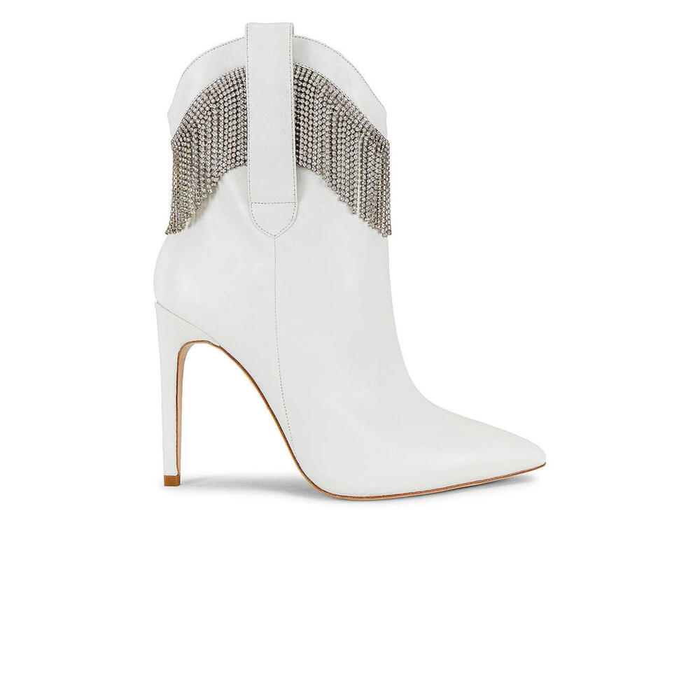 Raye Blade Bootie Heels White crystal fringe Size 7  Cowgirl Heels $298msrp
